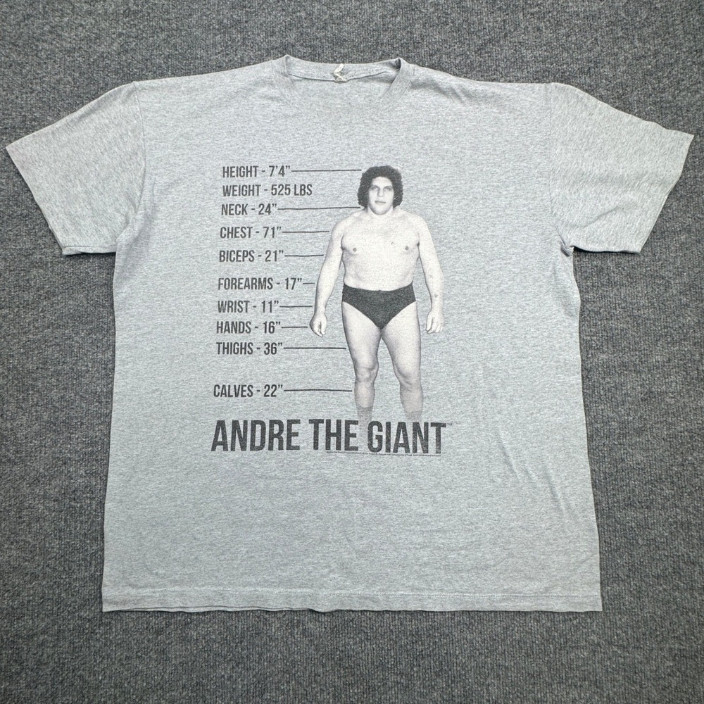 Andre The Giant Specs‎ T Shirt Mens XL Gray Wrestling WWE Short Sleeve Tee